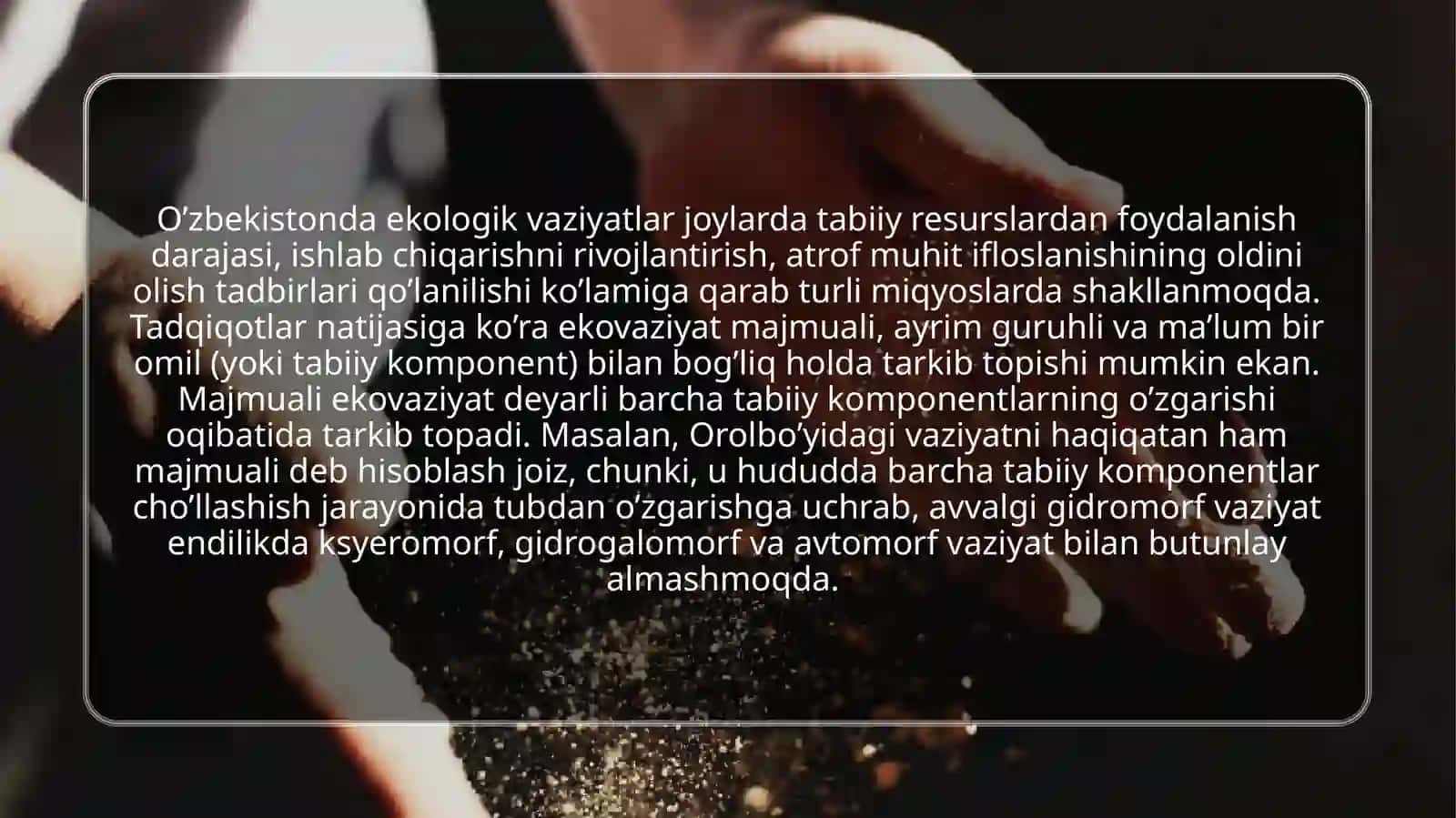 Ekologik vaziyatlarning rivojlanish yo’nalishlari 4