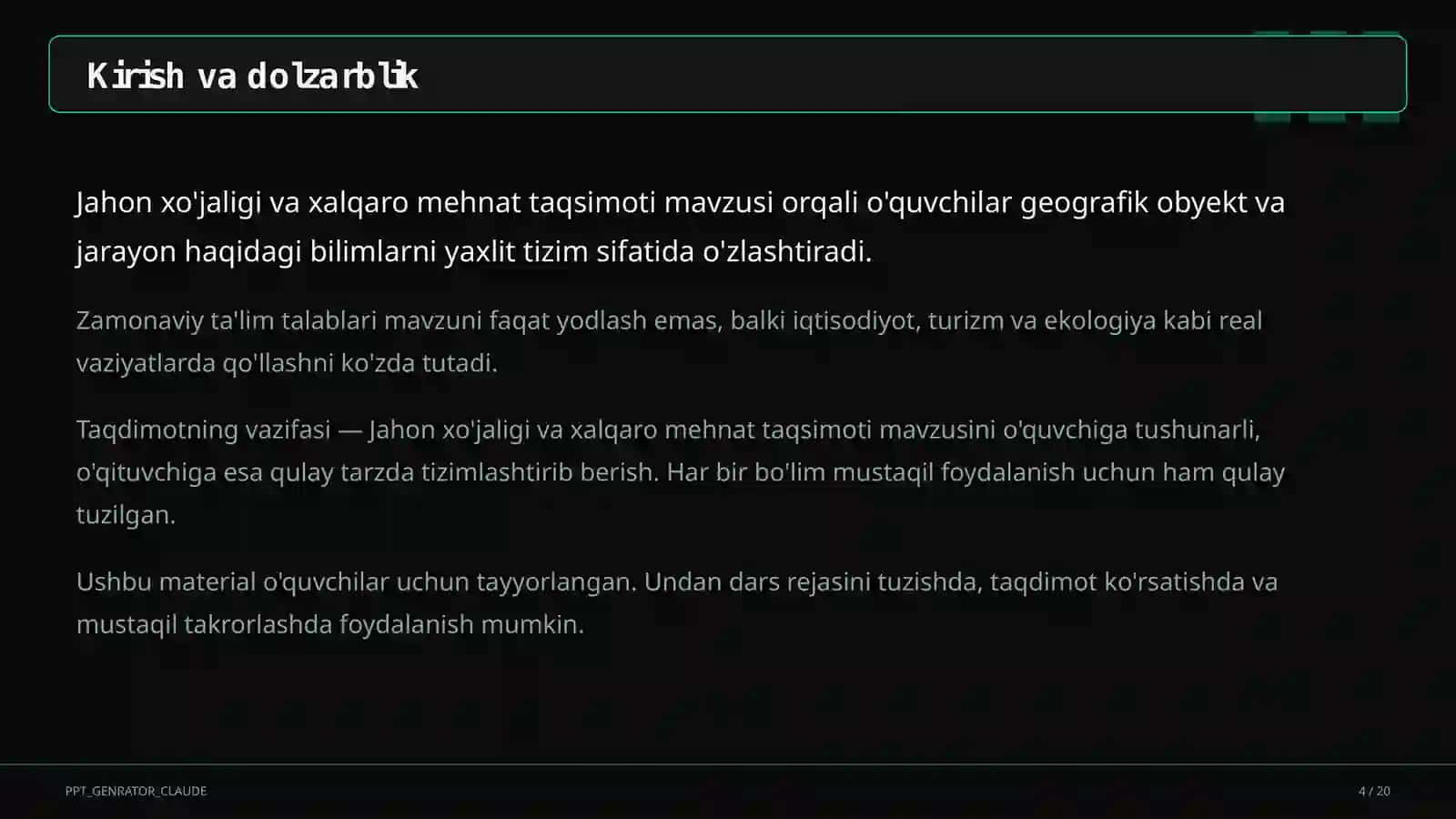 Jahon xo'jaligi va xalqaro mehnat taqsimoti (10-sinf) 4