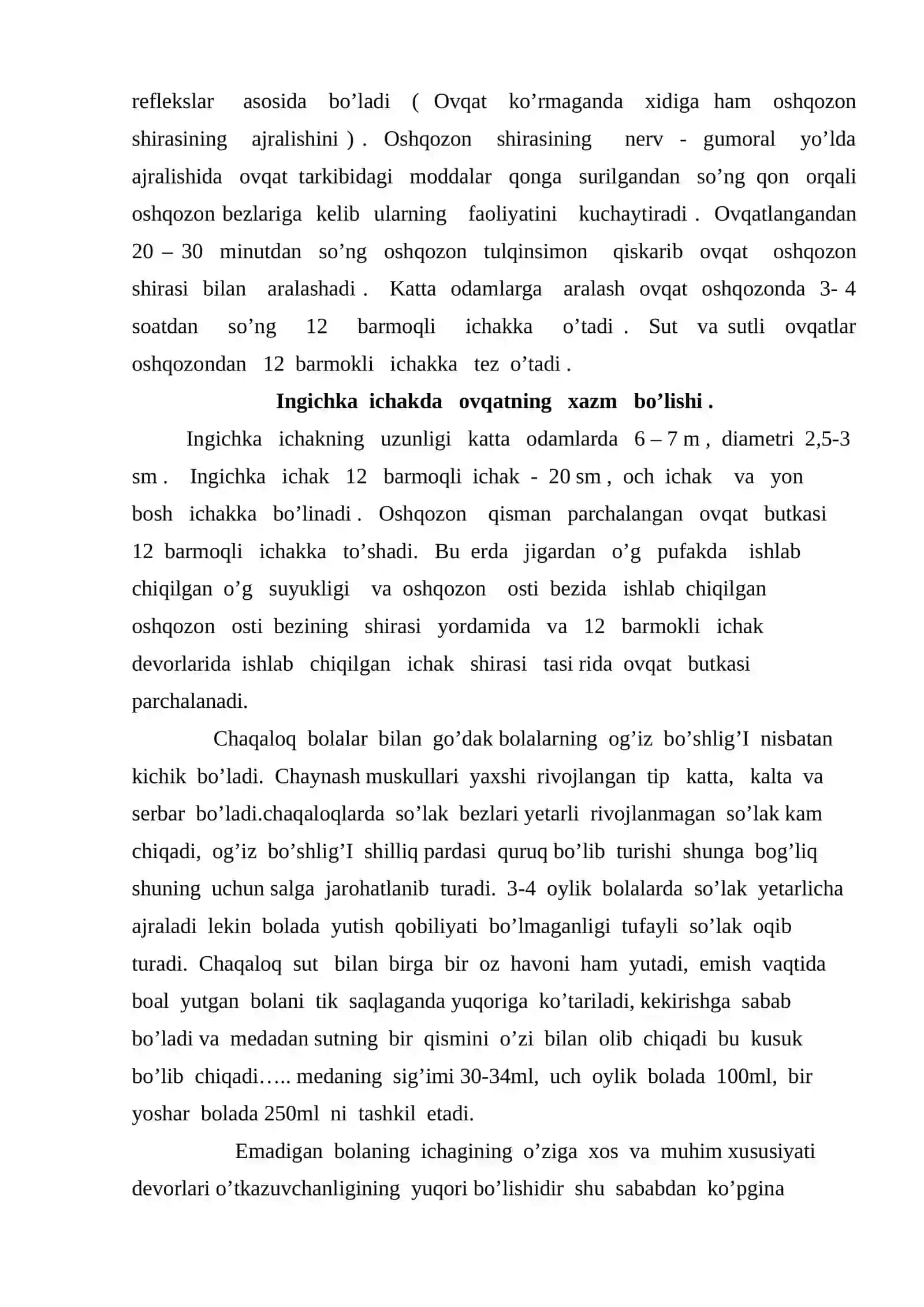 Ovqat hazm qilish organlarining tuzulishi, vazifalari yosh xususiyatlari 4