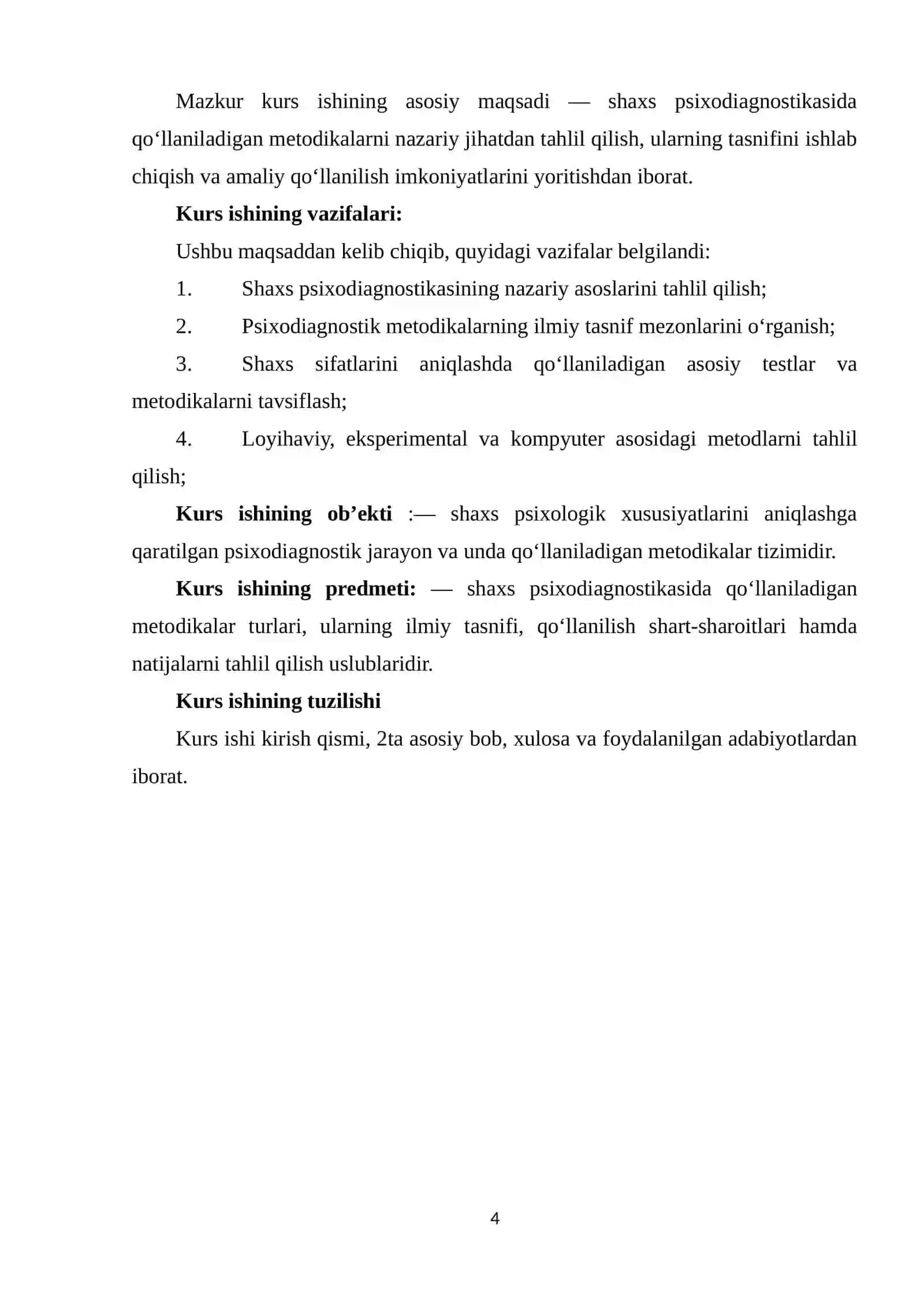 "SHAXS PSIXODIAGNOSTIKASIDA QO'LLANILADIGAN METODIKALAR TASNIFI" 4