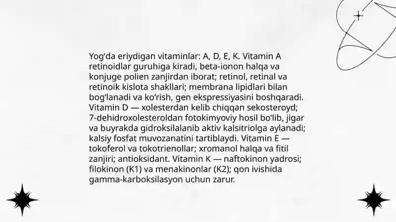 Vitaminlar klassifikatsiyasi va ularning tuzilishi, funksiyasi 4