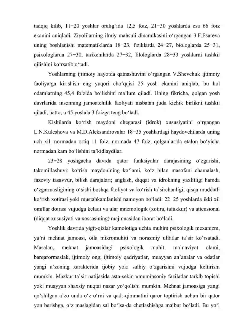 Yoshlik, yetuklik va keksalik davrining psixologik xususiyatlari 4