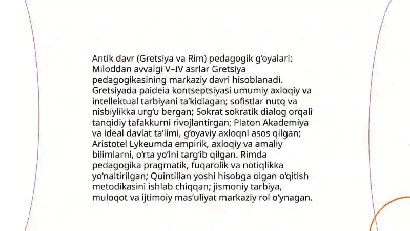 Pedagogik fikrlar taraqqiyoti va tarixiyligi 4