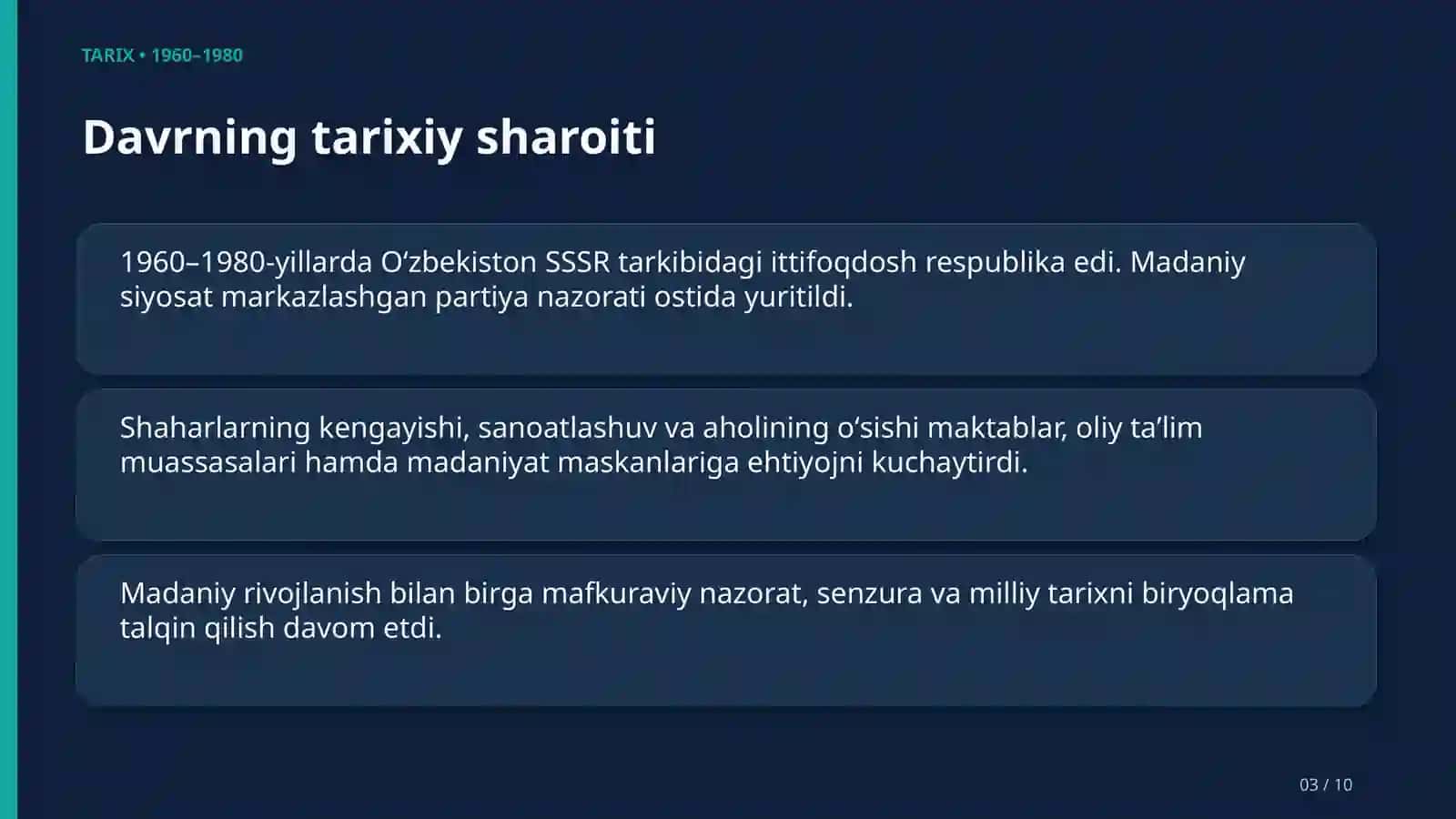 O'zbekiston Tarixi Fanidan Tayyorlangan Taqdimot 4