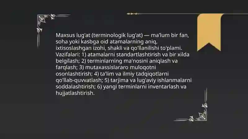 Umumiy va maxsus lug’atlar 4