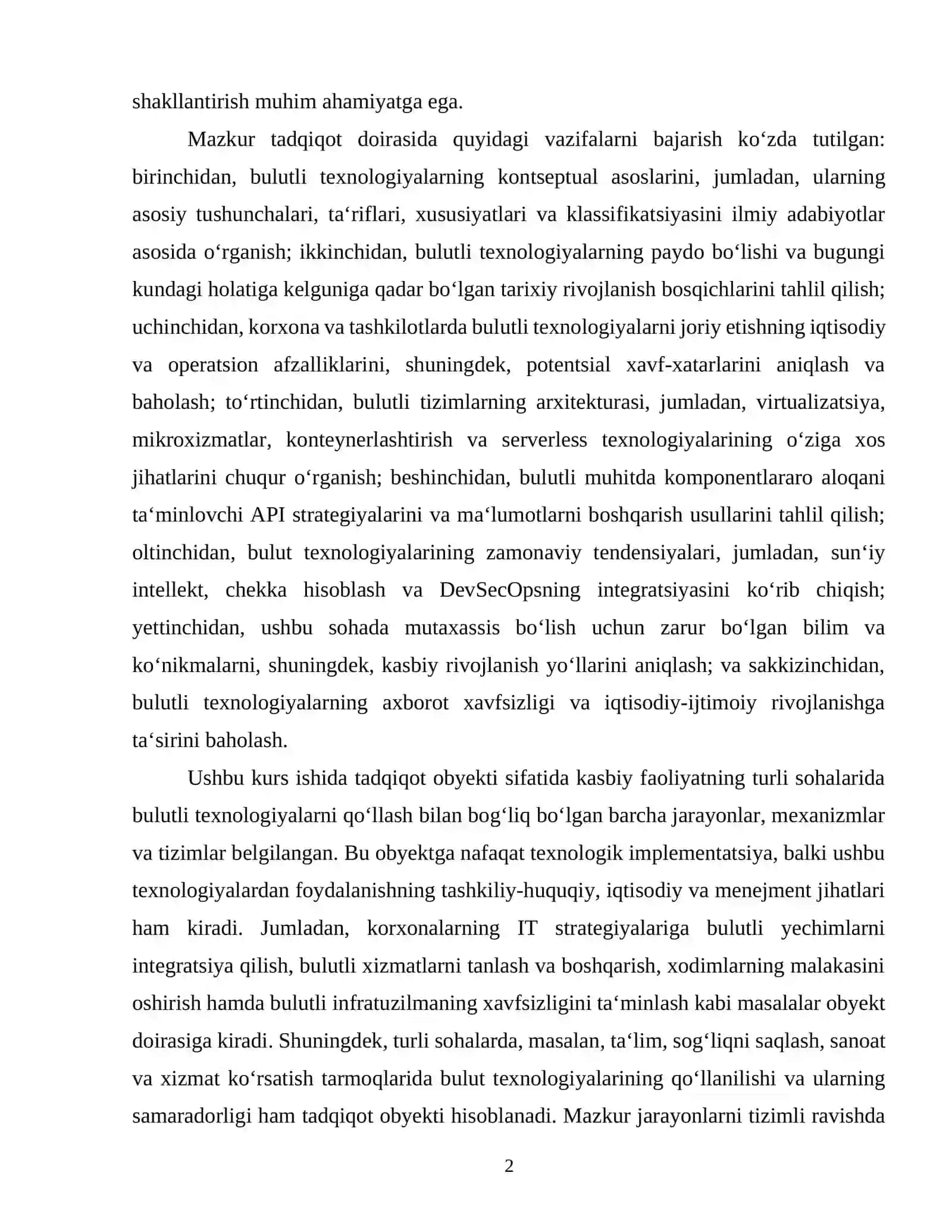 Bulutli texnologiyalarni kasbiy faoliyatda qo’llash mavzusidagi 60610500-KOMPYUTER INJINERINGI YO‘NALISHI 4