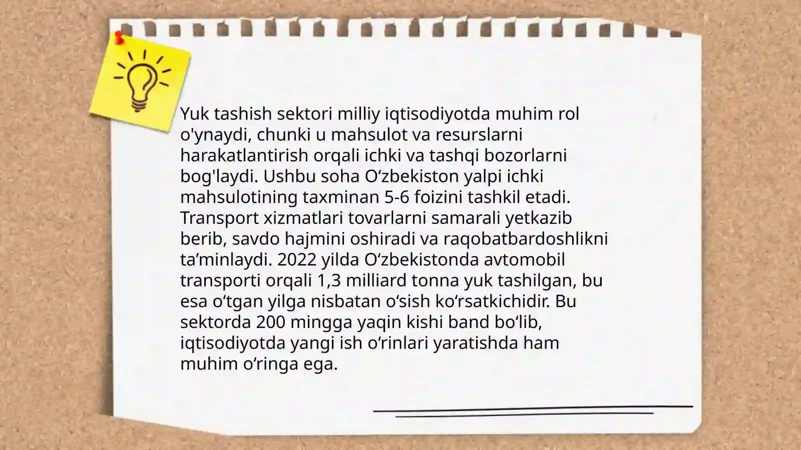 Avtomobil transportining iqtisodni rivojlantirishdagi ahamiyatini oʻrganish 4