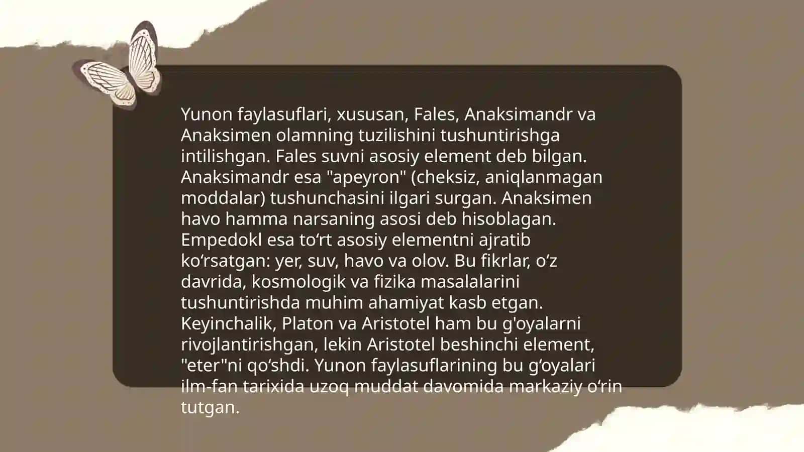 Yunon faylasuflarining atom va element tushunchalari 4