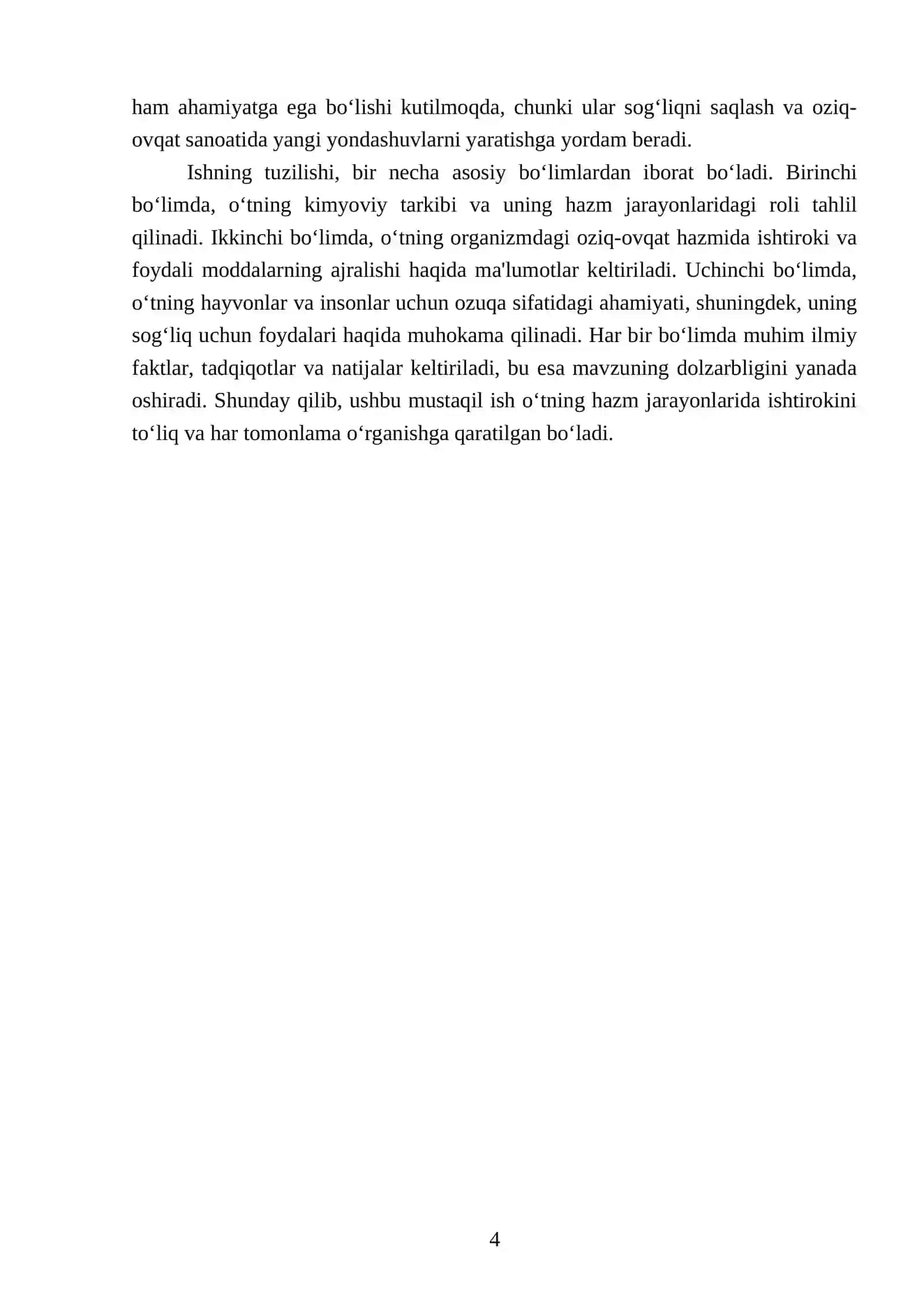 Oʻtning hazm jarayonlarida ishtiroki 4