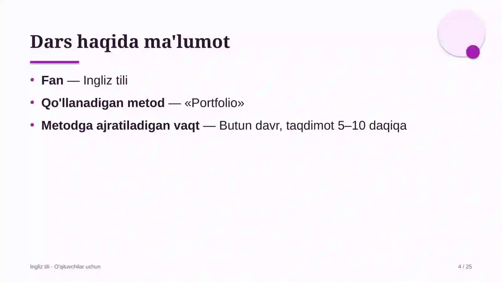 ingliz tili darslarida portfolio metodidan foydalanish 8676 4