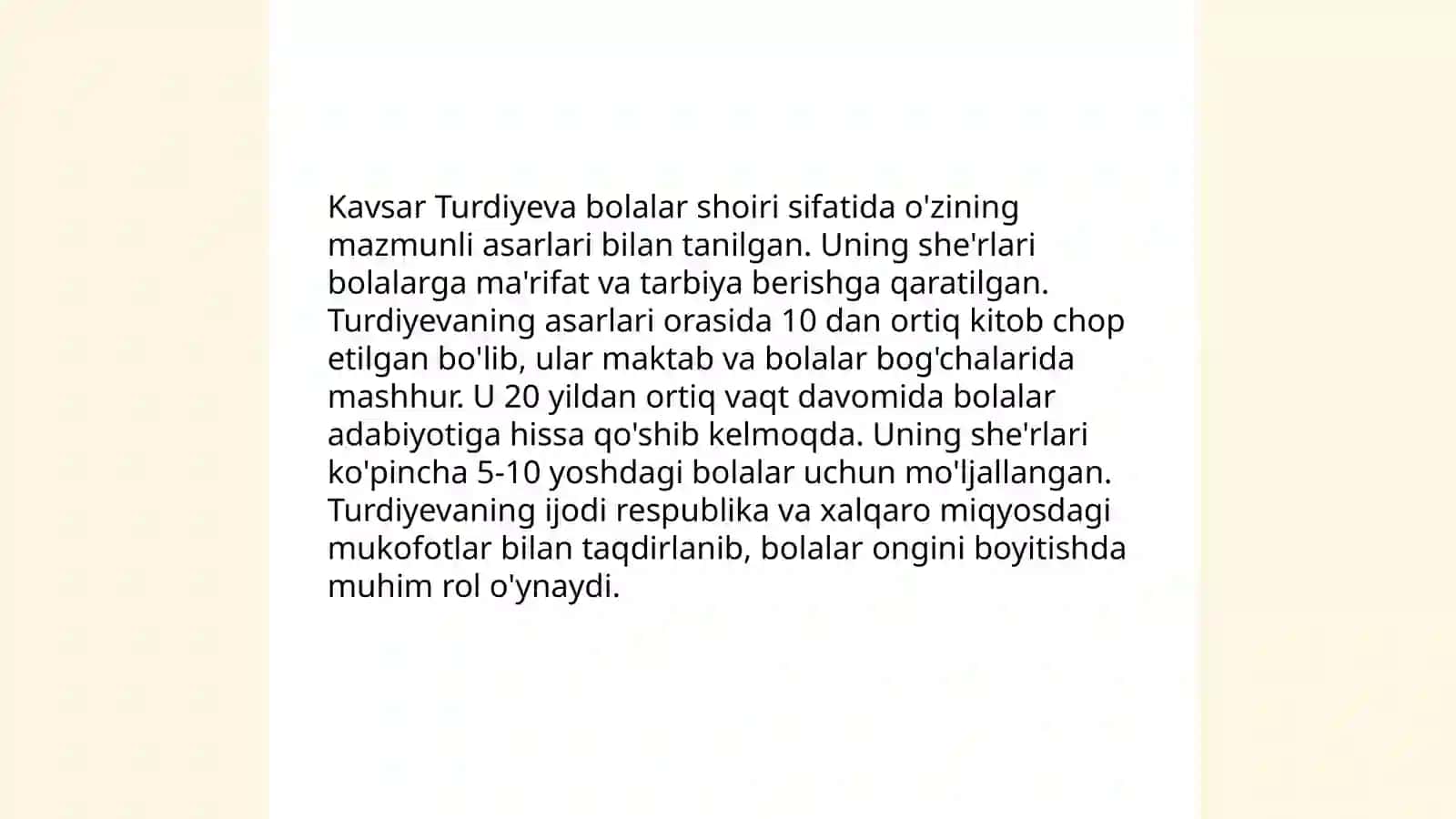 Kavsar Turdiyevaning bolalar uchun yaratgan asarlari 4