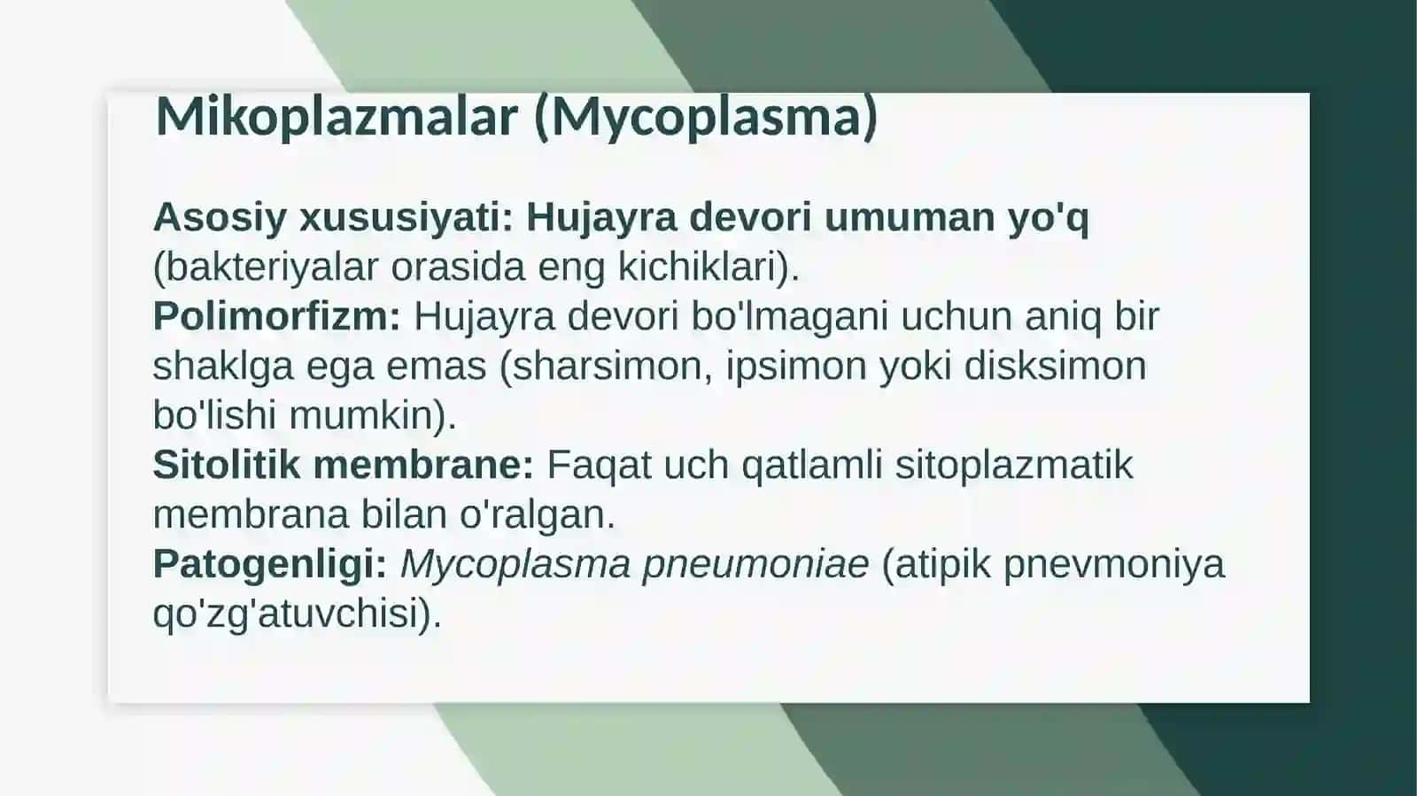 :. Spiroxetalar, mikoplazmalar, xlamidiyalar, rikketsiyalar, aktinomisyetlalar, zamburug‘lar va ularning morfologik strukturasi 4