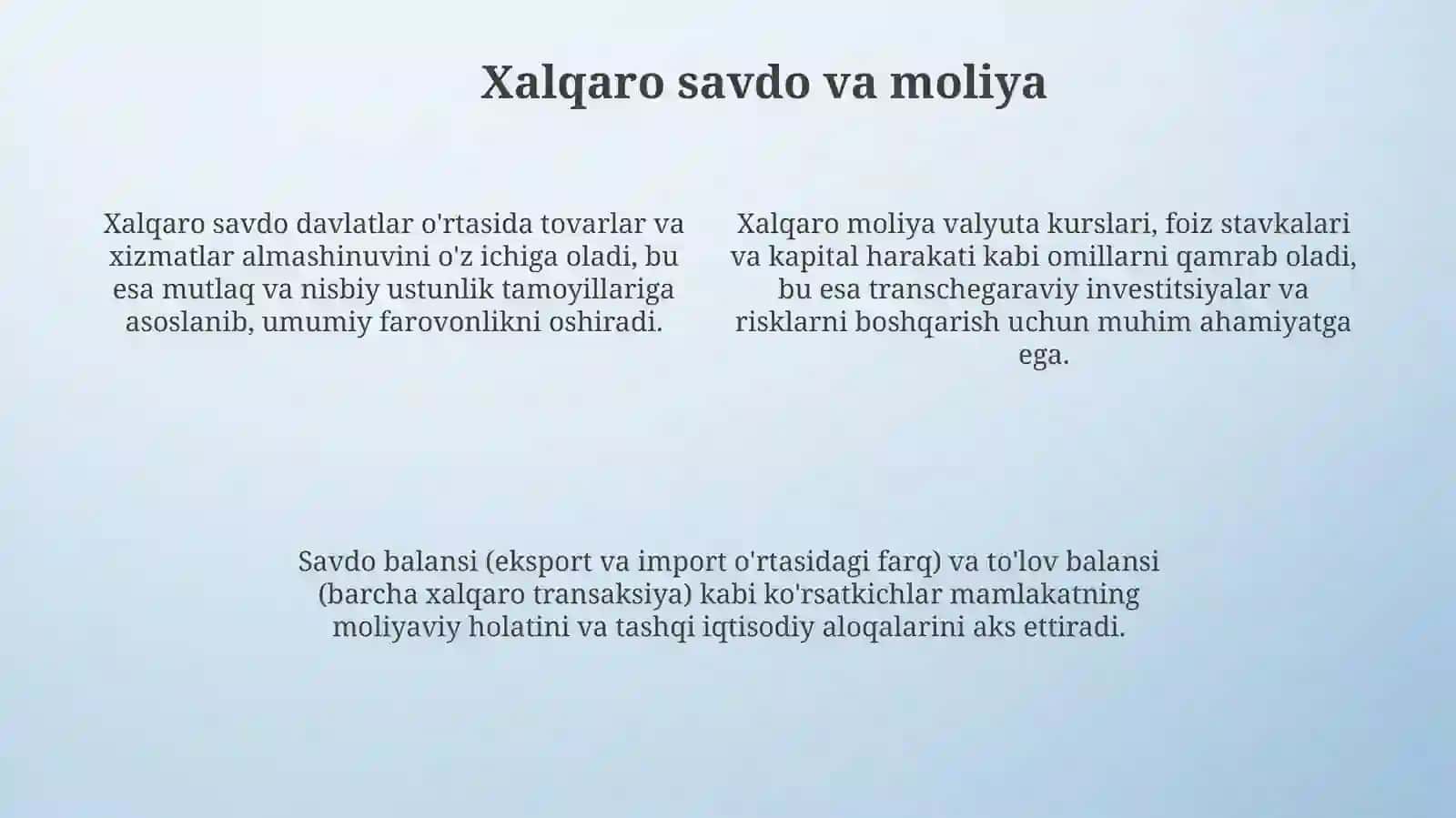 O'quvchilarga xalqaro iqtisodiy munosabatlar haqida tushuncha berish 4