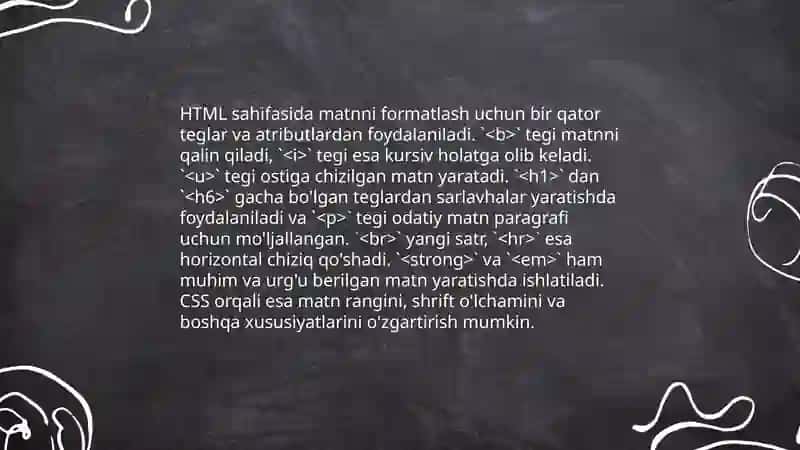 HTML formatlash asoslari 4