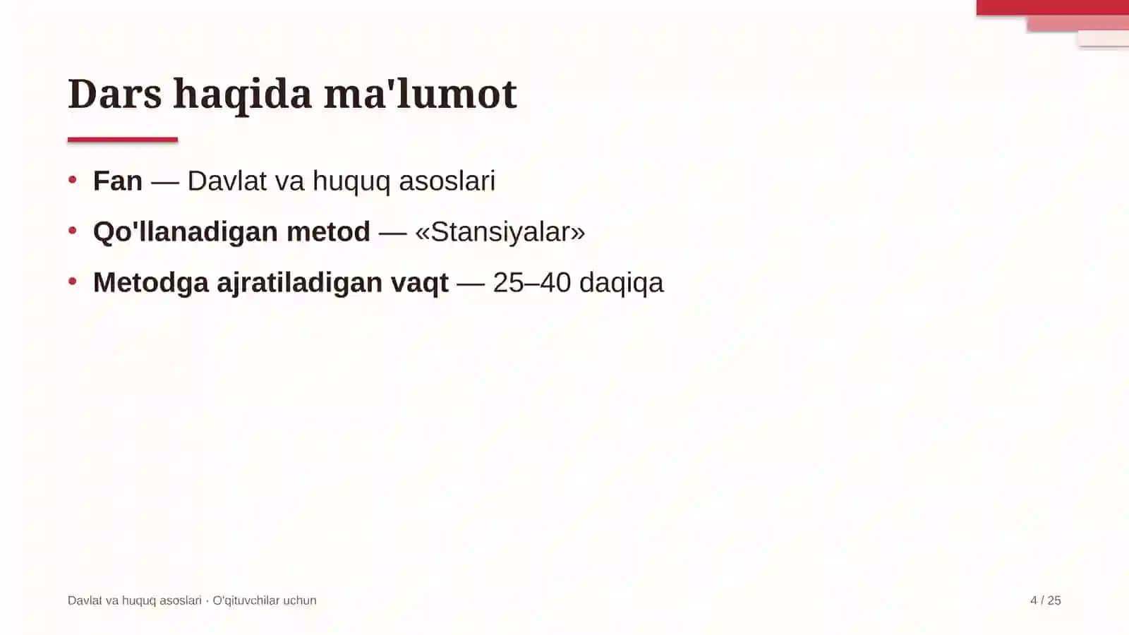 davlat va huquq asoslari darslarida stansiyalar metodidan foydalanish 7726 4