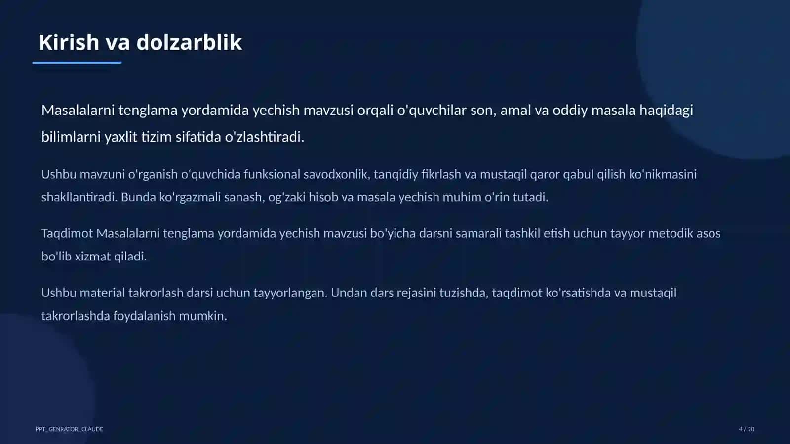 Masalalarni tenglama yordamida yechish (3-sinf) 4
