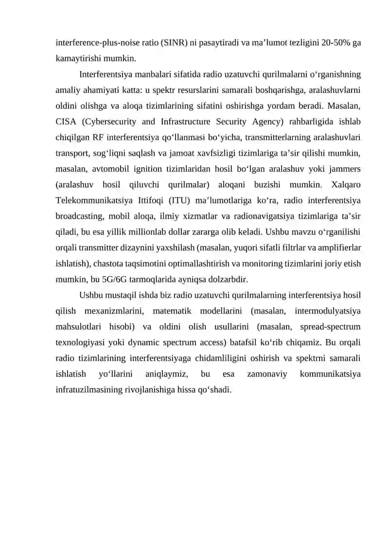 Interferentsiya manbalari sifatida radio uzatuvchi qurilmalarni o‘rganish 4