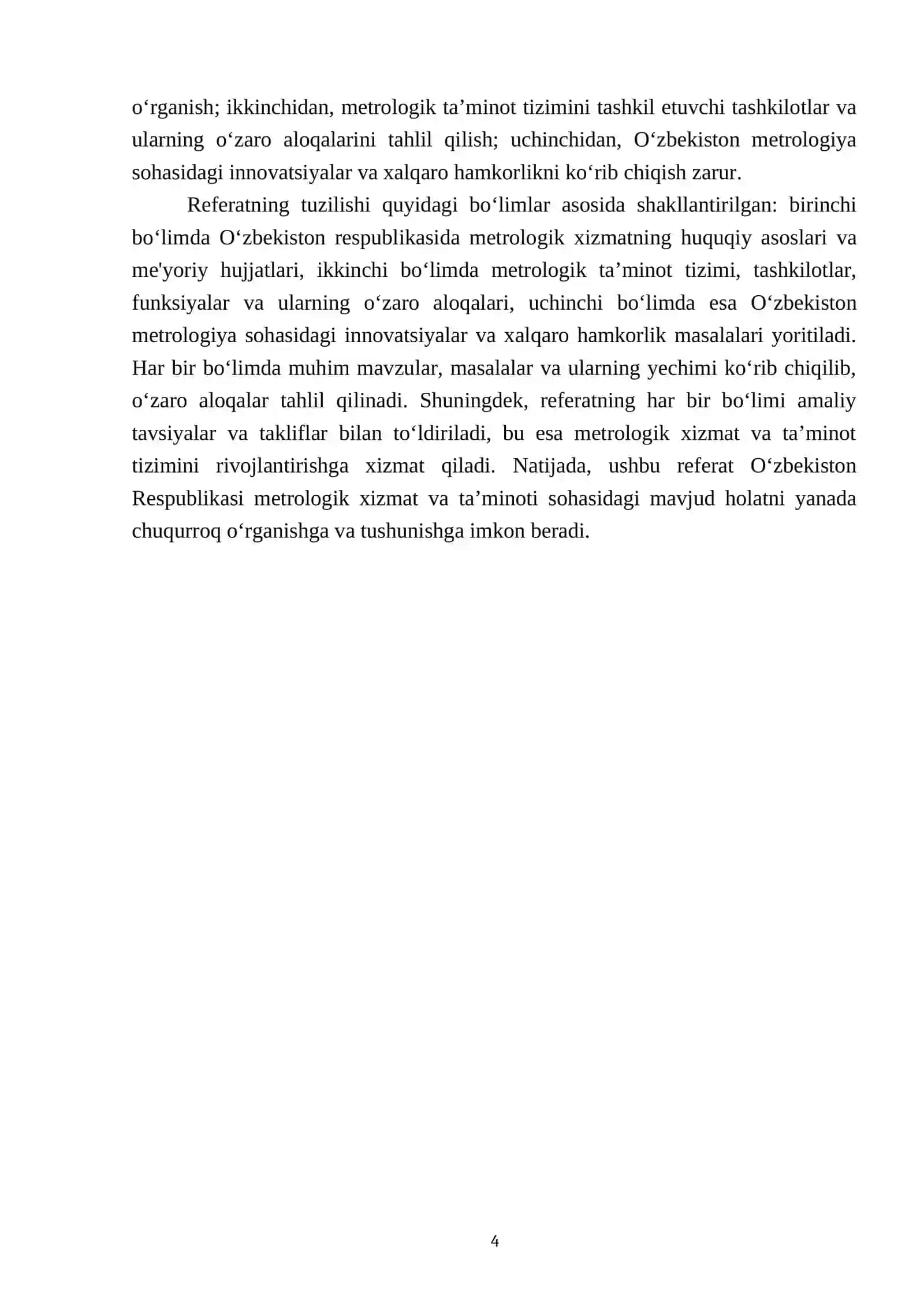 O‘zbekiston respublikasida metrologik xizmat va ta’minoti 4