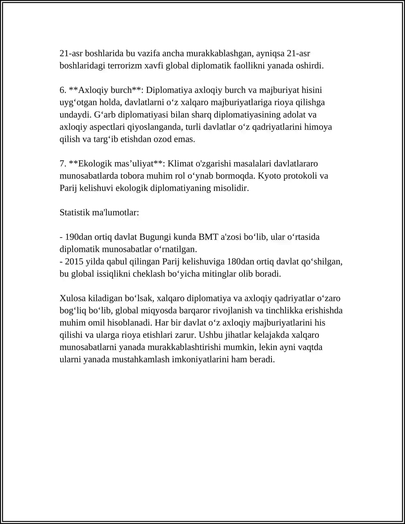 Xalqaro diplomatiya va axloqiy qadriyatlar 4