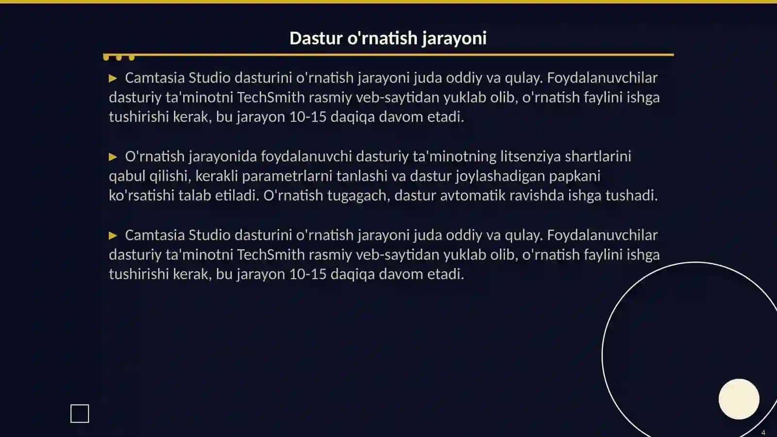 Camtasia Studio dasturini sozlash 4