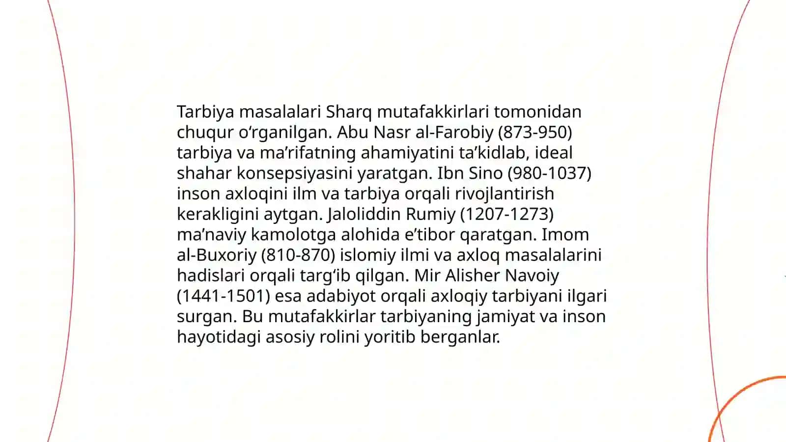 Sharq mutafakkirlarining ta’lim va tarbiya haqidagi pedagogik qarashlari 4