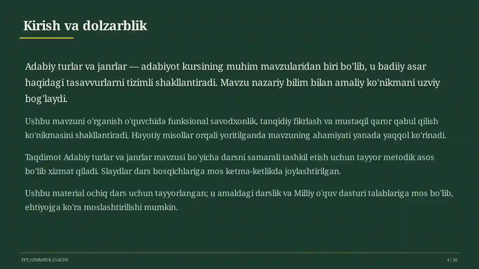 Adabiy turlar va janrlar (10-sinf) 4