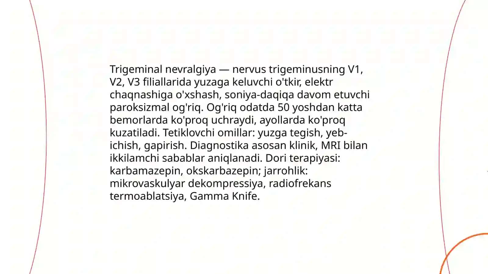 Yuzdagi oģriq sindromi 4