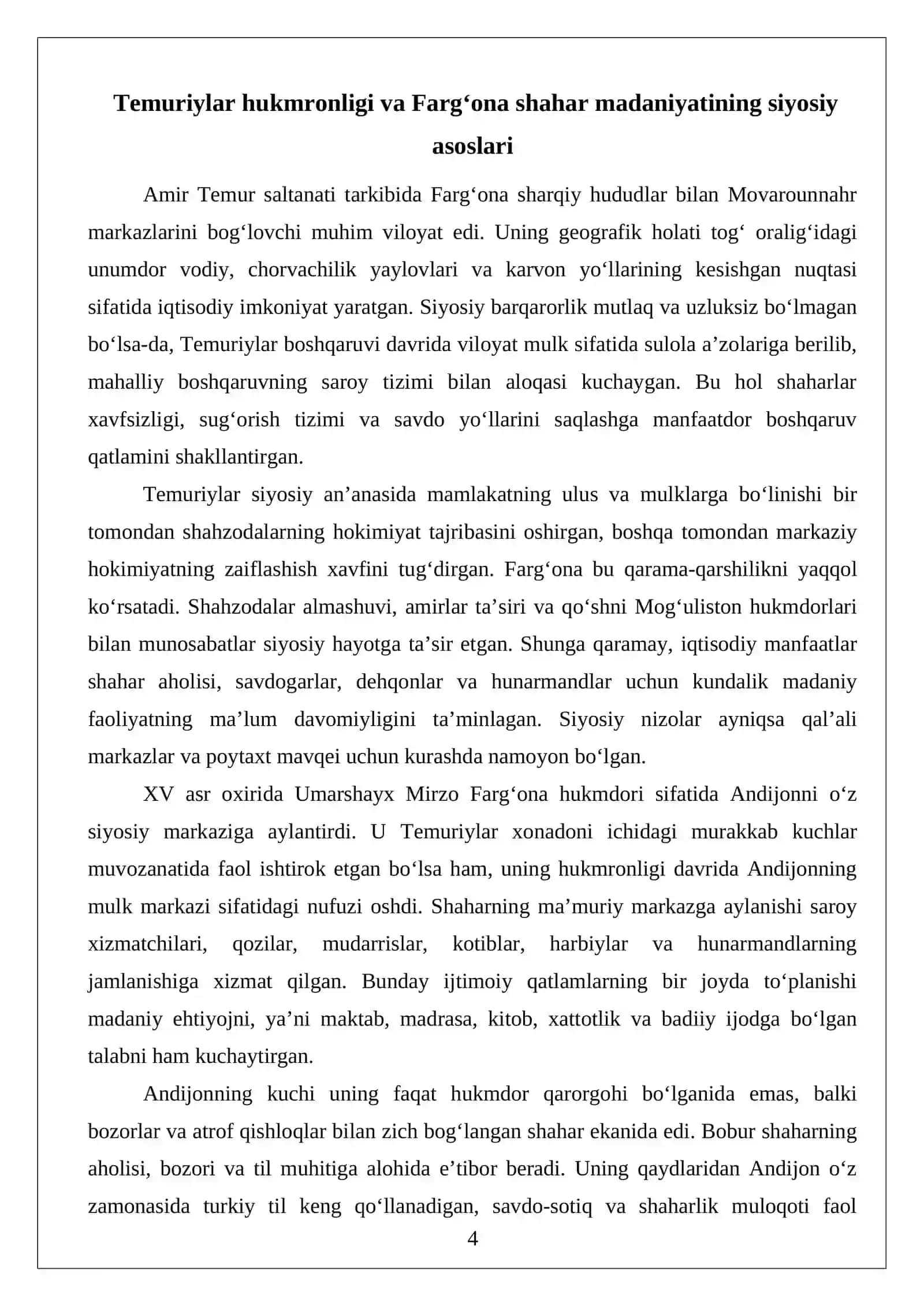 Temuriylar davrida Farg‘onadagi madaniy hayot 4