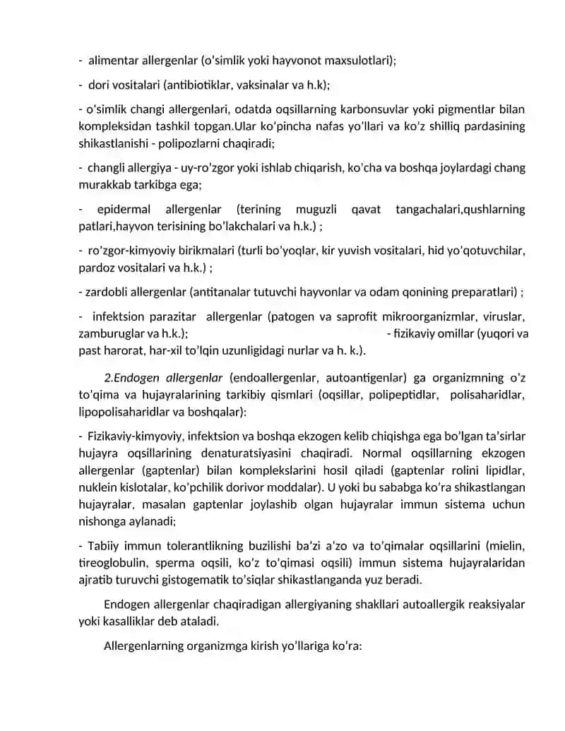Allergiya. Immundefitsit holatlar. 4