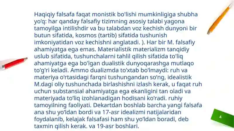 Insonnitushunish, gamonism, va dualizmning nuqatai nazaridanyondashuvi 4