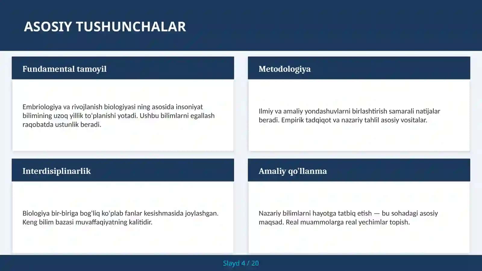 EMBRIOLOGIYA VA RIVOJLANISH BIOLOGIYASI 4