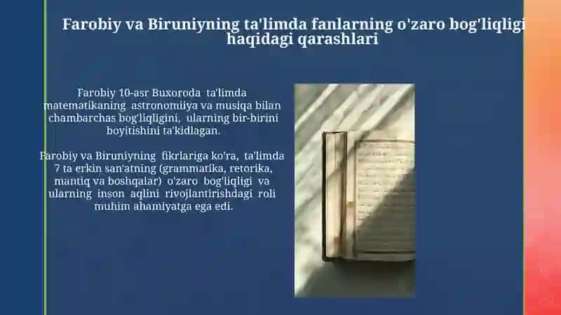 Abu Nasr Forobiy, Abu Rayhon Beruniyning asarlaridagi pedagogik fikrlar 4