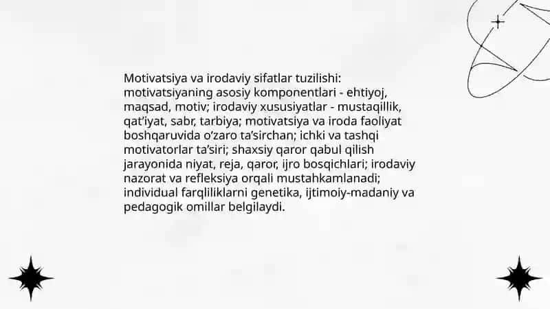 Psixologiyada irodaviy sifatlarning tuzilishi 4