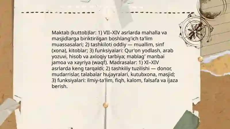 Orta Osiyoda Tarbiya, Maktab va Pedagogik Fikrlar 4