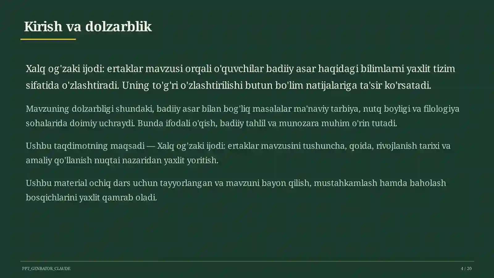 Xalq og'zaki ijodi: ertaklar (5-sinf) 4