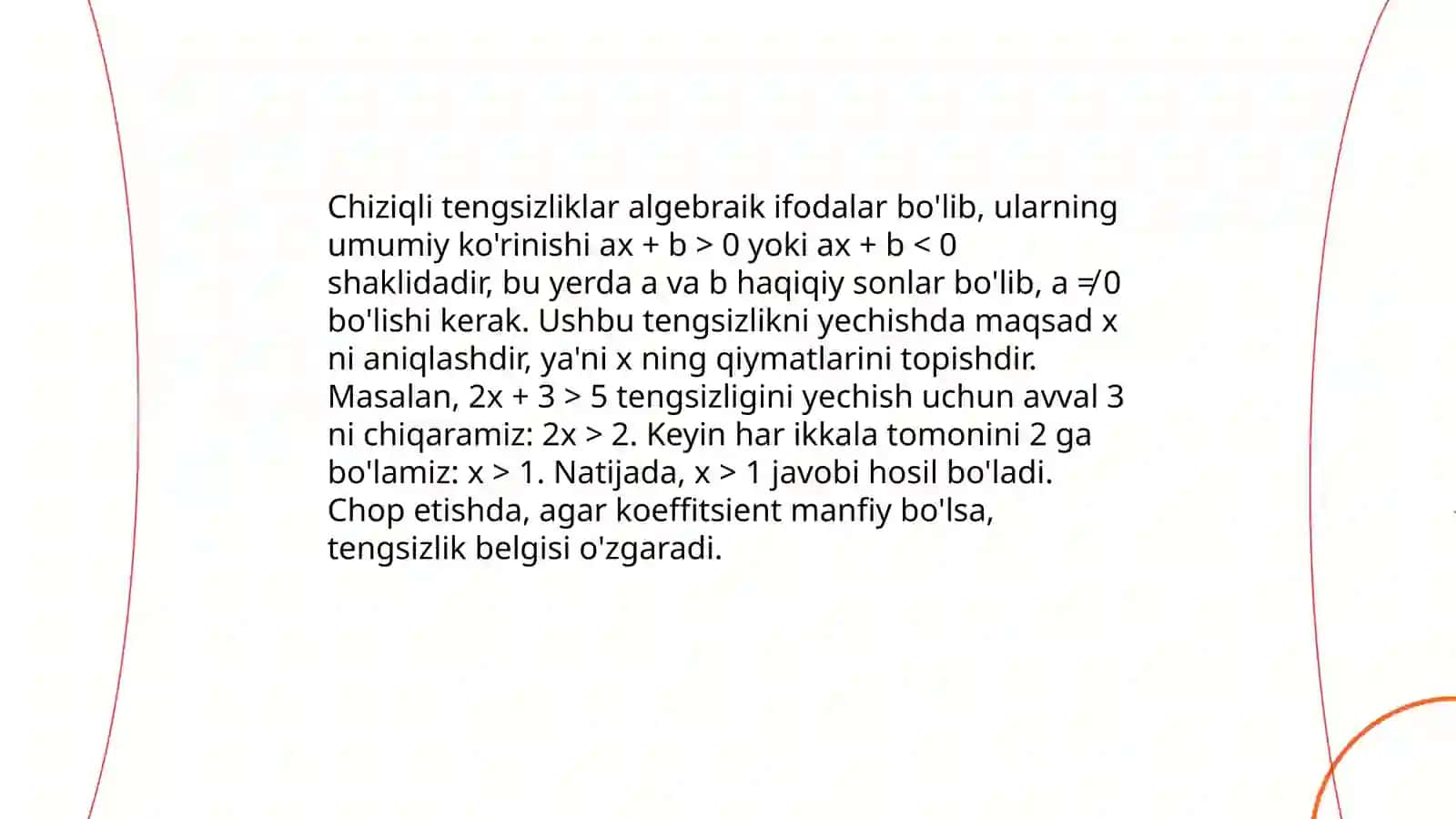 Matematik ifodalar. Tengsizliklar. Geometrik figuralar 4