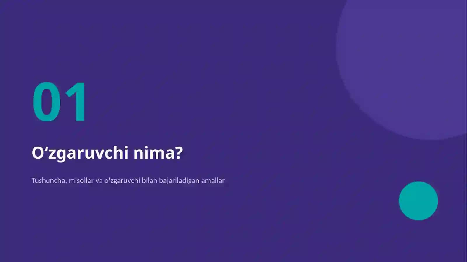 O'zgaruvchilar va ularni boshqarish 4