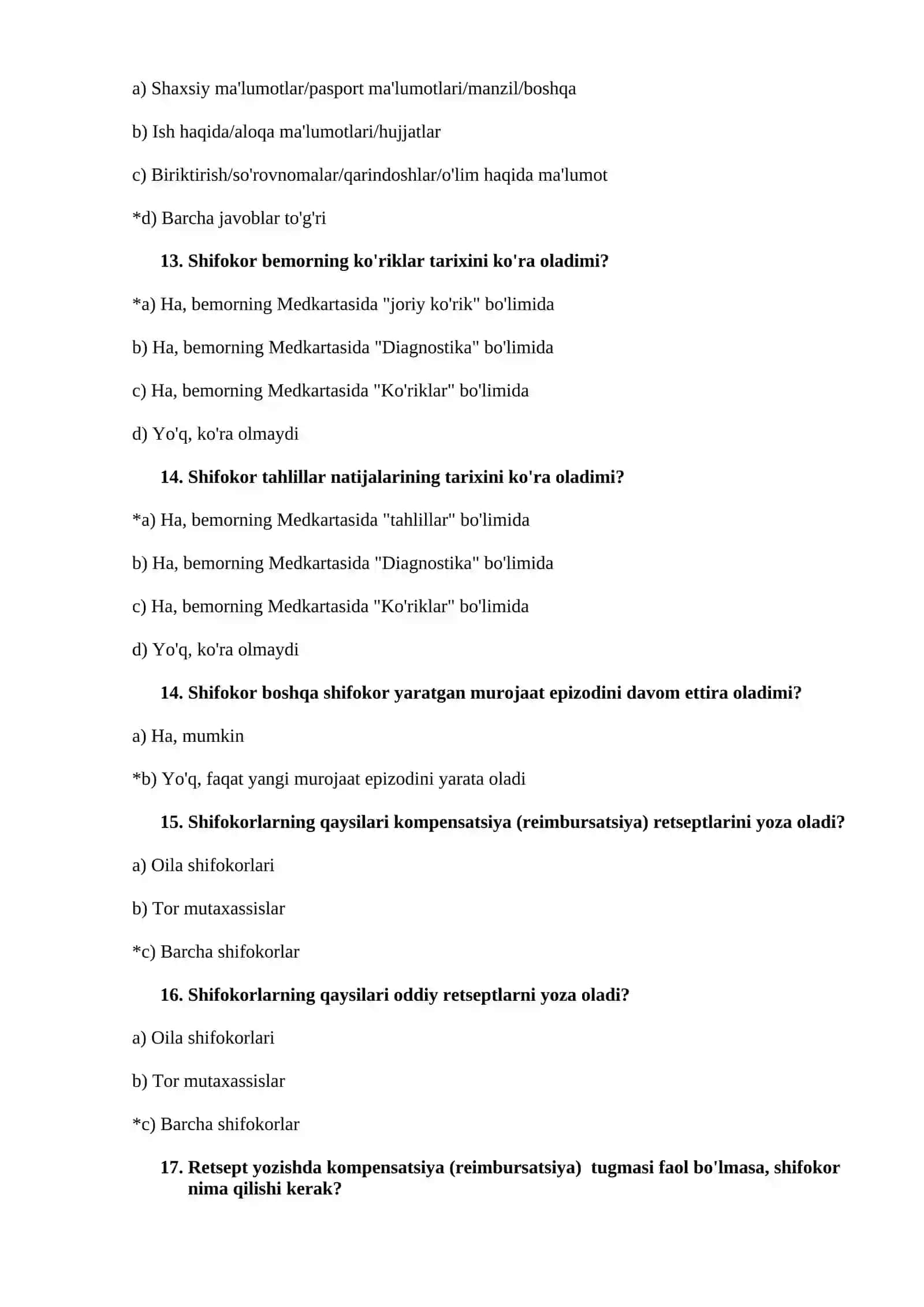 2026 DMED TEST SAVOLLARI JAVOBI 4