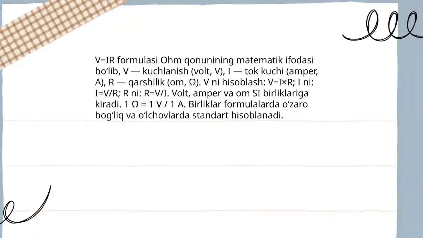 Ohm (om) qonuni va uning murakkab elektr zanjirlarini hisoblashdagi ahamiyati 4