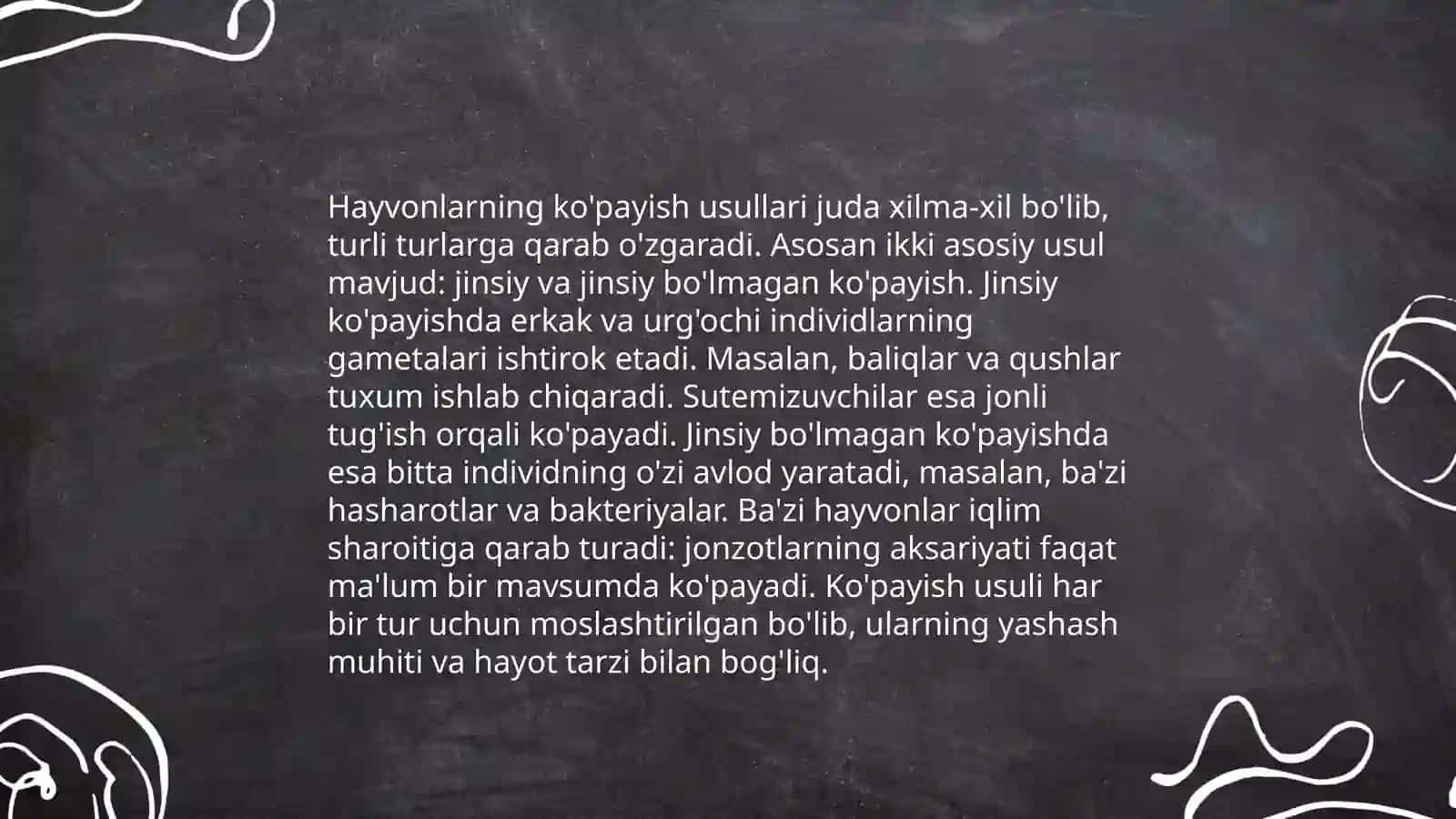 Hayvonot olamining yashash tarzi, ko'payishi va tarqalish turlari 4
