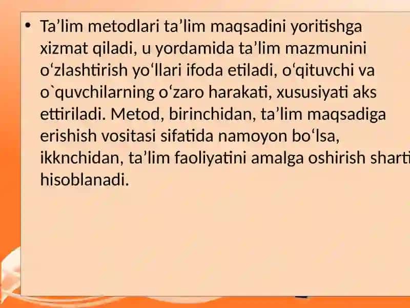 Ta’lim Metodlari va Vositalari 4