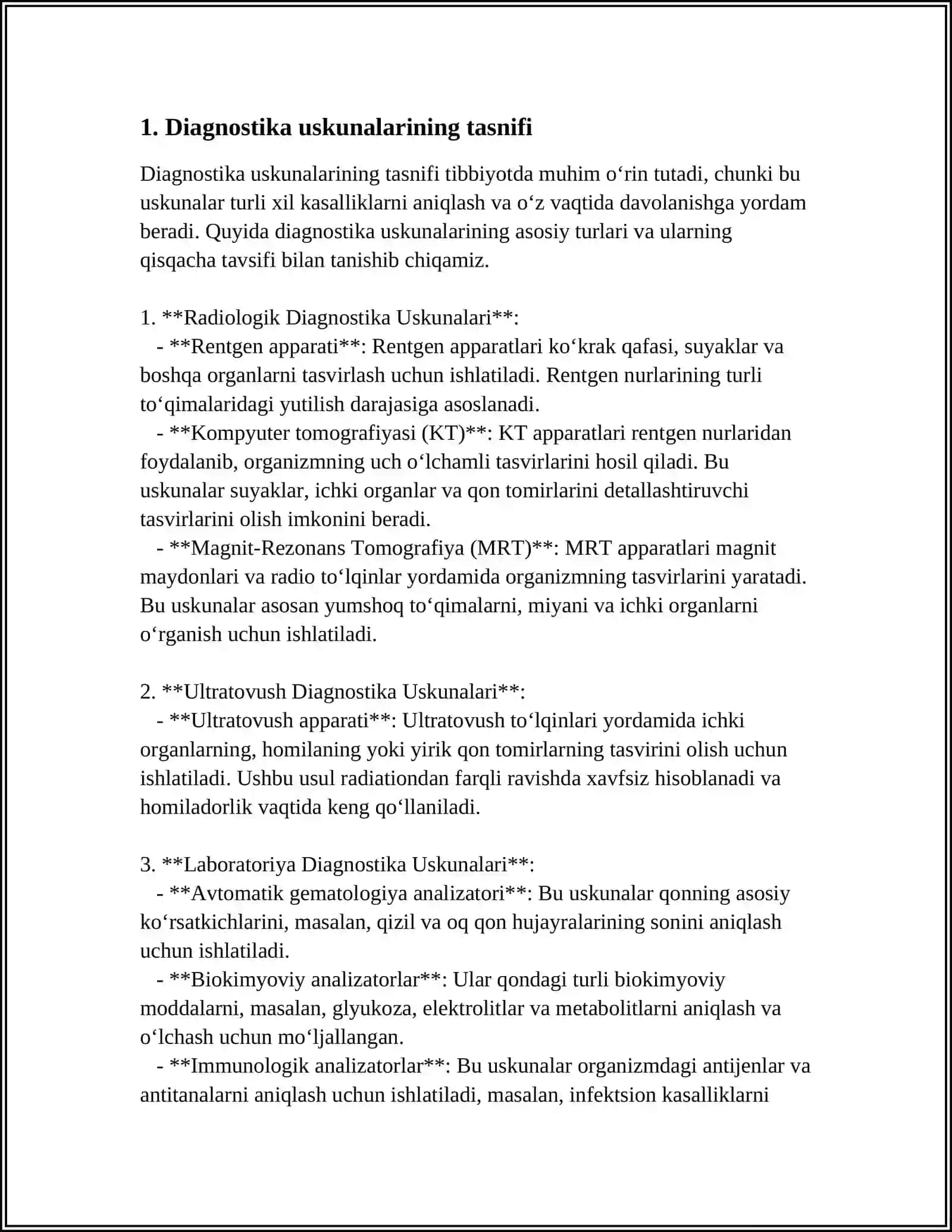 TIBBIYOT DIAGNOSTIKA TEXNIKASI VA USKUNALARINI RO‘YHATDAN O‘TKAZISH VA HUJJATLASHTIRISH 4