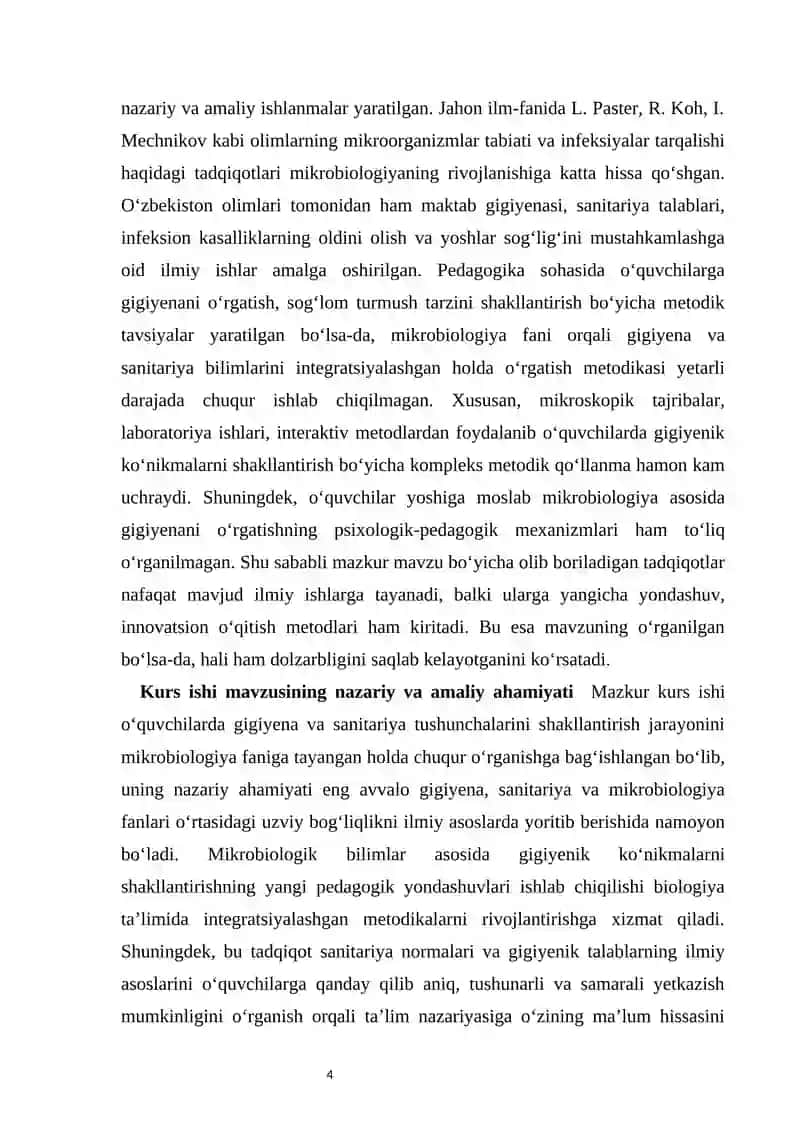 O‘quvchilarda gigiyena va sanitariya tushunchalarini mikrobiologiya asosida shakllantirish metodikasi 4