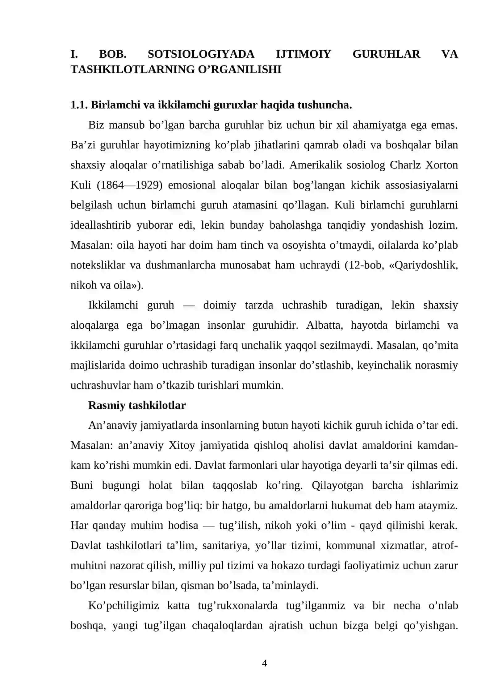 Sotsial guruhlar va ularning jamiyat hayotida o‘rni. Sotsial guruh turlari 4