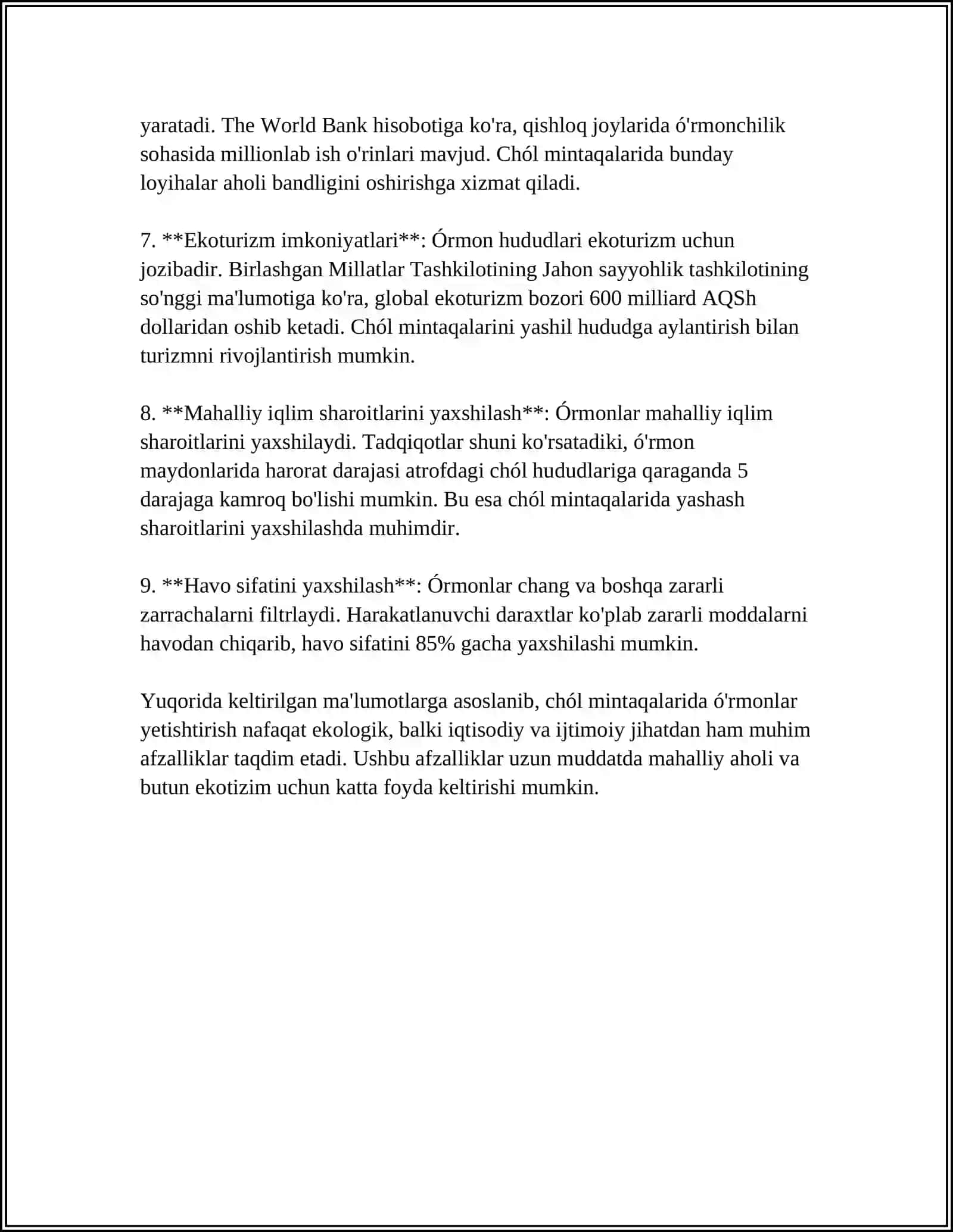 CHÓL MINTAQALARIDA ÓRMONLARNI BARPONETISH VA PARVARISHLASH TEXNOLOGIYASINI ISHLAB CHIQISH 4