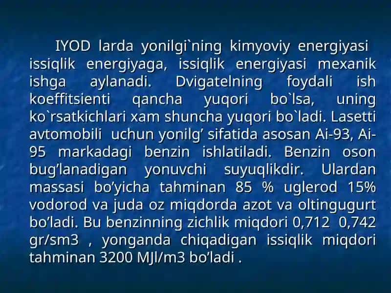 Lasetti avtomobilida qo’llaniladigan eksplutatsion materiallar 4
