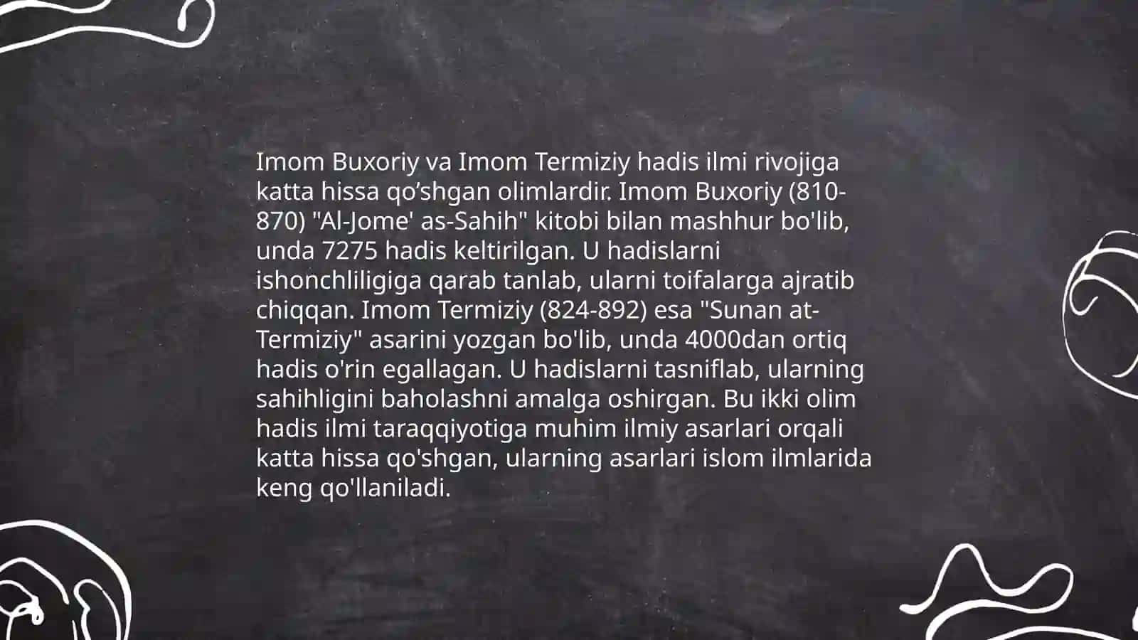 Imom Buxoriy va Imom Termiziyning hadis ilmiga qo'shgan hissalarini qiyosiy tahlili 4