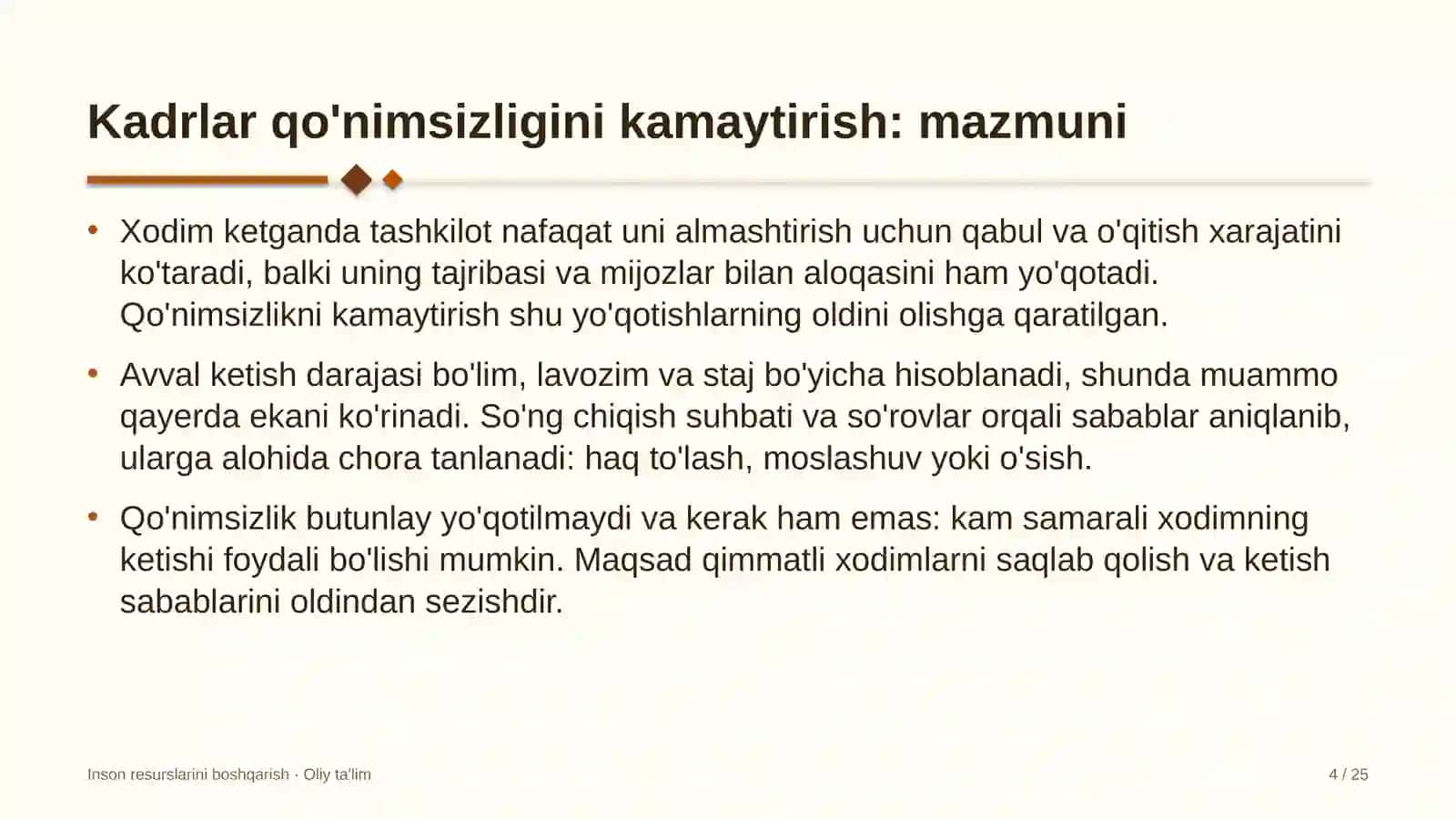 Davlat fuqarolik xizmatida kadrlar qo'nimsizligini kamaytirish 4