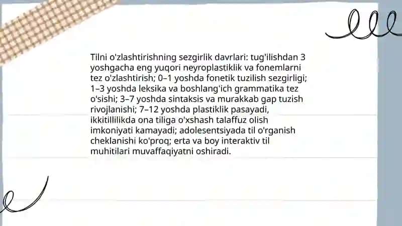 Ta'limni erta boshlash va til o'zlashtirish: nazariy asoslar 4