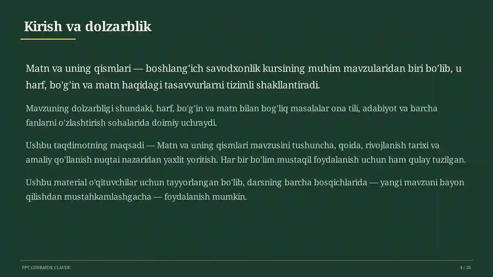 Matn va uning qismlari (3-sinf) 4